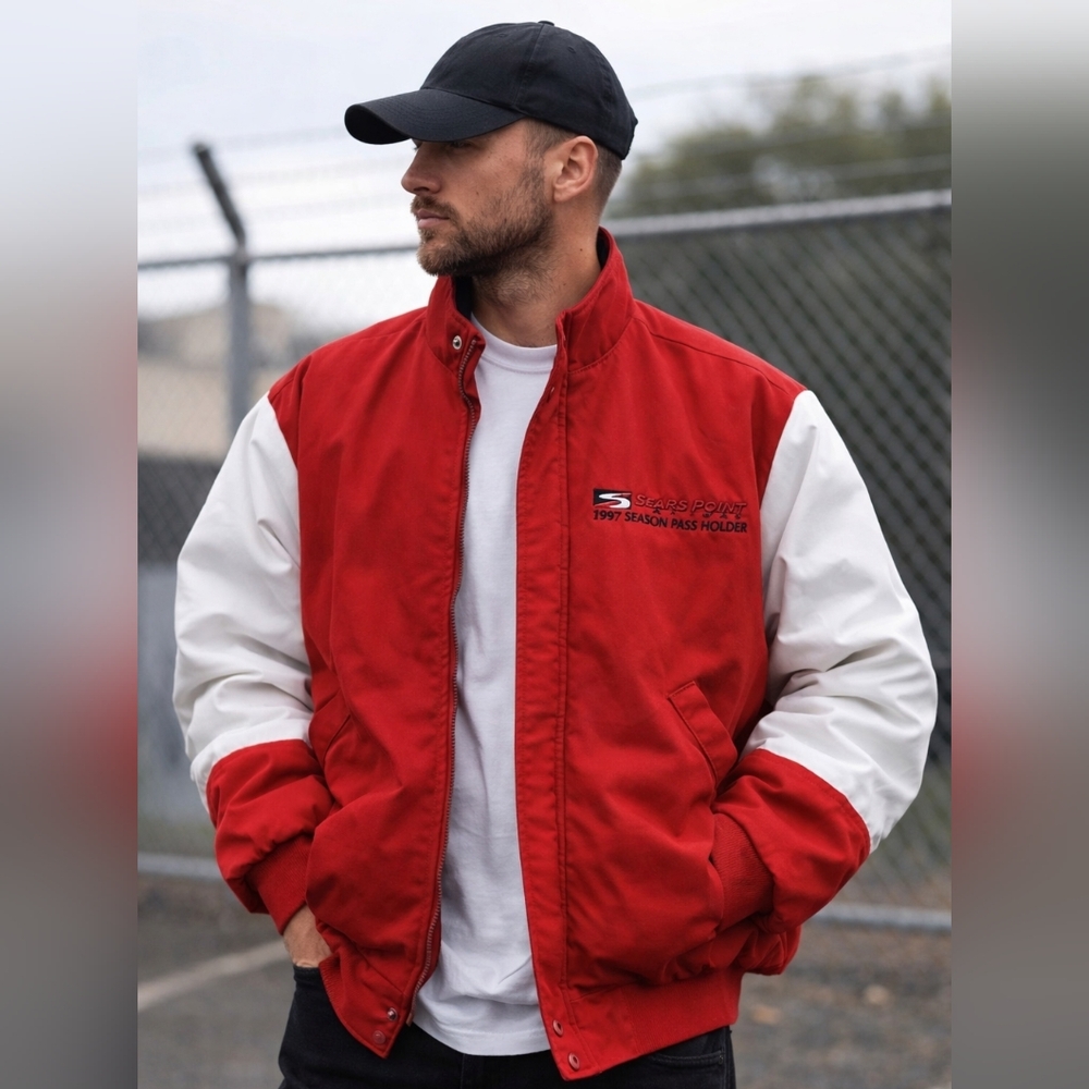 Vtg Sears Point Raceway Colorblock Jacket Motorsports Racing Gorpcore
